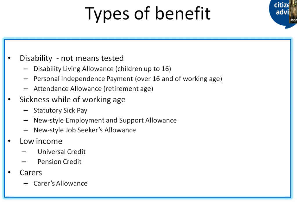 Overview of UK benefits HSP Support Group